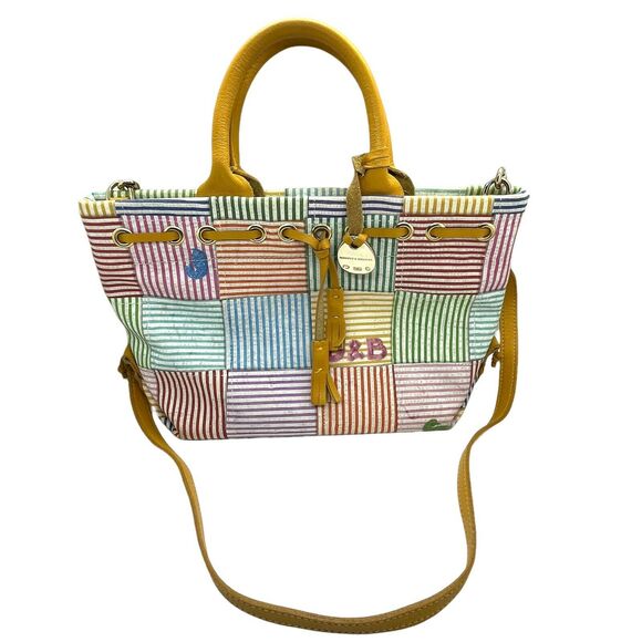 Dooney & Bourke Handbags - Dooney & Bourke Handbag Purse Womens Multicolor Stripe Colorblock Shoulder Vtg